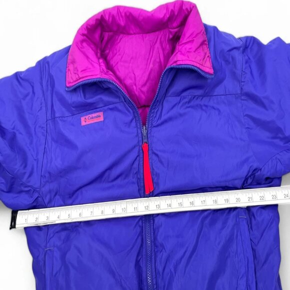 Columbia Vintage Reversible Down Puffer Bomber Ski Snow Board Jacket Women's L - Picture 6 of 8